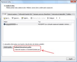 Outlook 2010 — Nastavení účtu a složka pro umístění nových zpráv