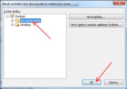 Outlook 2010 — Nové umístění pro doručování e-mailových zpráv