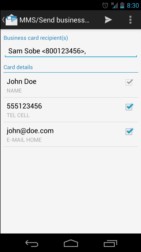 bizCard Manager 2.0.0 Send MMS vCard from Android