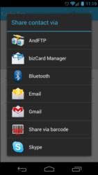 bizCard Manager - sdílet kontakt