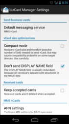 bizCard Manager 2.0.0 Settings