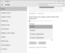 Orientace zobrazení Windows 10